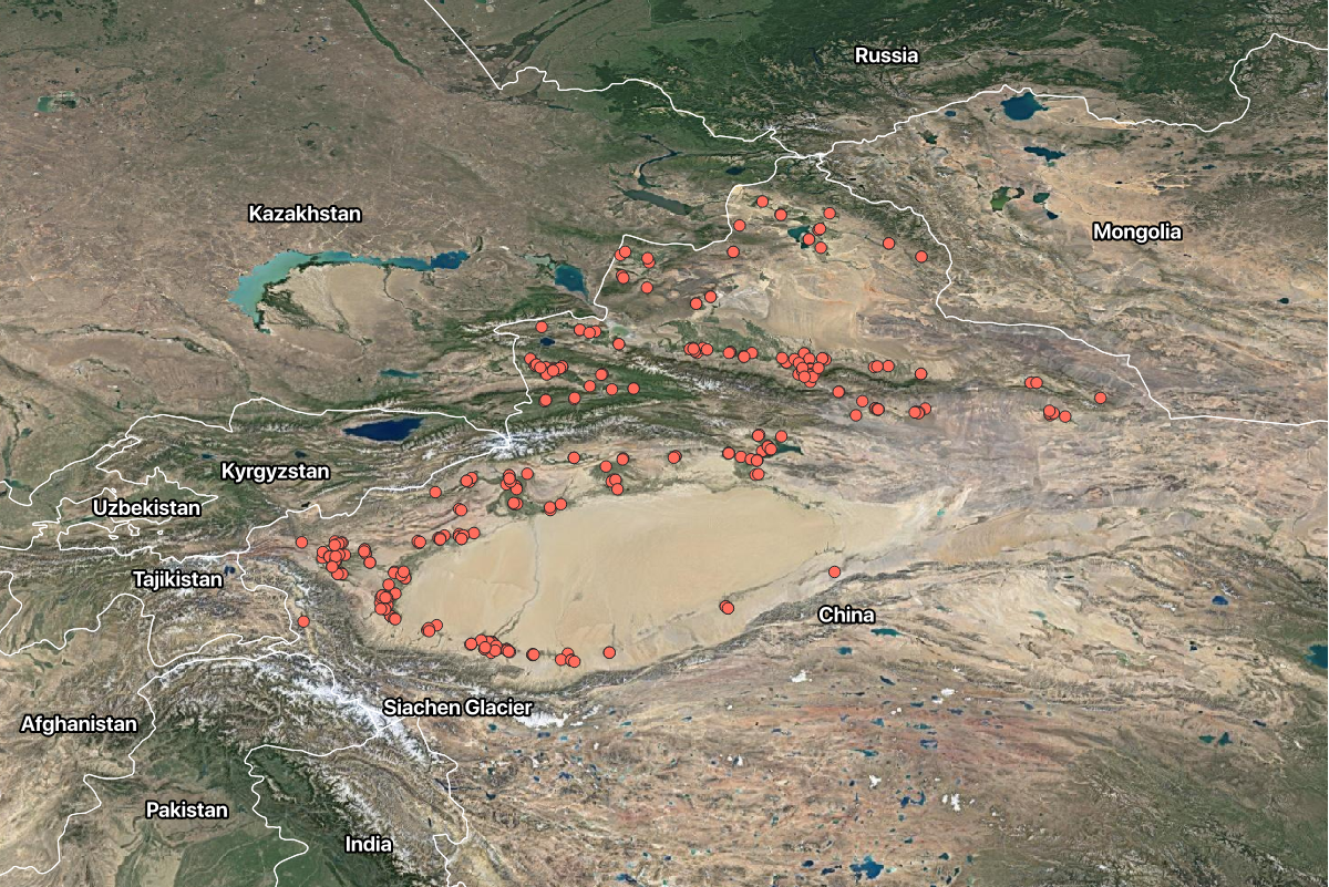 Camp locations identified by the Australian Strategic Policy Institute.